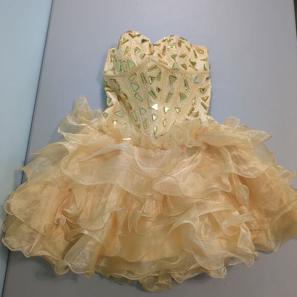 May Queen Dresses & Skirts - May Queen Couture cupcake Cocktail Dress vintage lace up back 6 sequins prom for